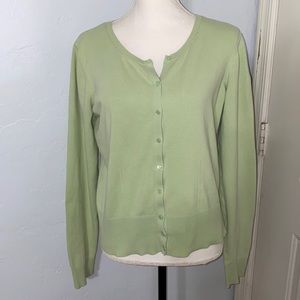 Light green cardigan sweater